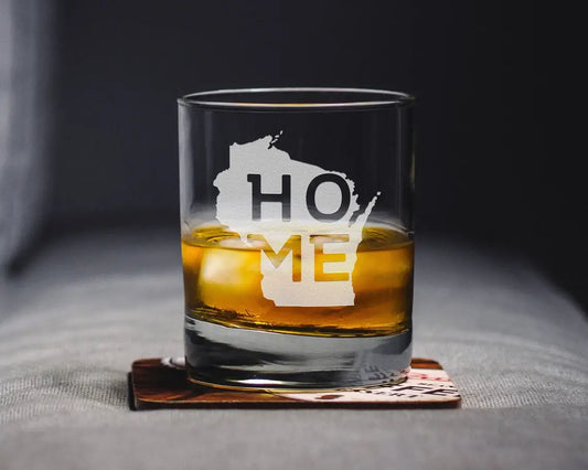 Wisconsin HOME Whiskey Rocks Glass